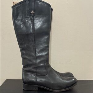 Frye Melissa Button Women’s Black Leather Pull On Riding size 8.5B